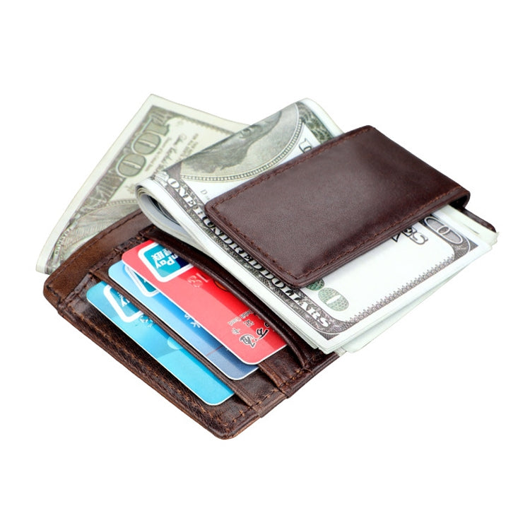 KB80 Antimagnetic RFID Crazy Horse Texture Oil Wax Leather Card Holder Wallet Billfold for Men and Women (Coffee)
