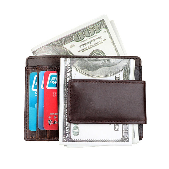 KB80 Antimagnetic RFID Crazy Horse Texture Oil Wax Leather Card Holder Wallet Billfold for Men and Women (Coffee)