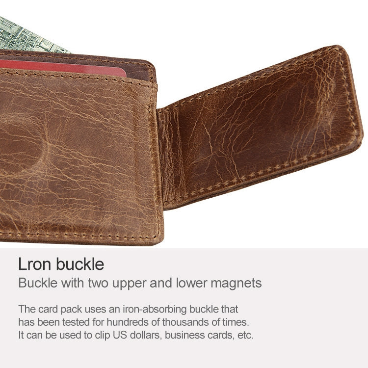 KB80 Antimagnetic RFID Crazy Horse Texture Oil Wax Leather Card Holder Wallet Billfold for Men and Women (Blue)