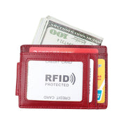 KB80 Antimagnetic RFID Crazy Horse Texture Oil Wax Leather Card Holder Wallet Billfold for Men and Women (Red)