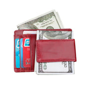KB80 Antimagnetic RFID Crazy Horse Texture Oil Wax Leather Card Holder Wallet Billfold for Men and Women (Red)