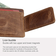 KB80 Antimagnetic RFID Crazy Horse Texture Oil Wax Leather Card Holder Wallet Billfold for Men and Women (Yellowish-brown)