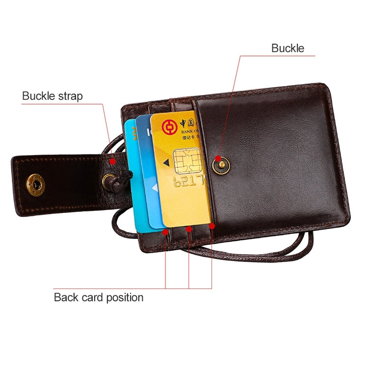 KB153 Antimagnetic RFID Leather Card Holder ID Card Badge with Lanyard(Blue)