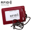 KB153 Antimagnetic RFID Leather Card Holder ID Card Badge with Lanyard(Red) - free shipping - PMC TechLife - Order now!