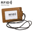 KB153 Antimagnetic RFID Leather Card Holder ID Card Badge with Lanyard(Yellowish-brown) - Antimagnetic RFID Package by PMC TechLife | Online Shopping South Africa | PMC TechLife | Buy Now Pay Later Mobicred