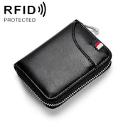 KB155 Antimagnetic RFID Zipper Leather Large-capacity Cards Holder Wallet(Black)