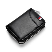 KB155 Antimagnetic RFID Zipper Leather Large-capacity Cards Holder Wallet(Black)