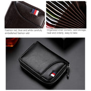 KB155 Antimagnetic RFID Zipper Leather Large-capacity Cards Holder Wallet(Black)