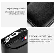 KB155 Antimagnetic RFID Zipper Leather Large-capacity Cards Holder Wallet(Black)