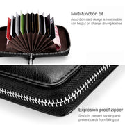 KB155 Antimagnetic RFID Zipper Leather Large-capacity Cards Holder Wallet(Black)