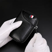 KB155 Antimagnetic RFID Zipper Leather Large-capacity Cards Holder Wallet(Black)