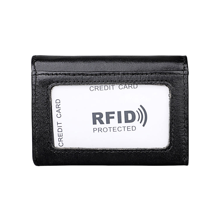 KB171 Antimagnetic RFID Crazy Horse Texture Leather Card Holder Wallet for Men and Women(Black)