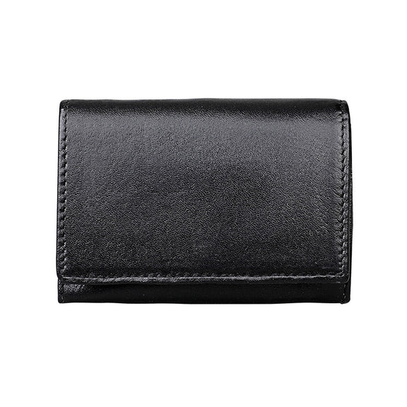 KB171 Antimagnetic RFID Crazy Horse Texture Leather Card Holder Wallet for Men and Women(Black)