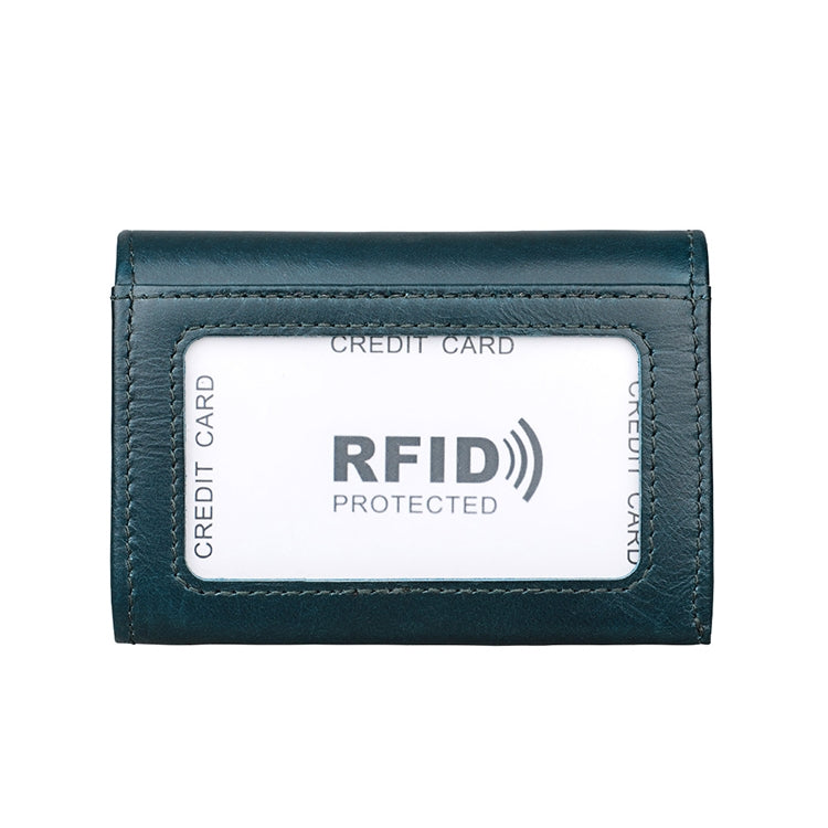 KB171 Antimagnetic RFID Crazy Horse Texture Leather Card Holder Wallet for Men and Women(Blue)