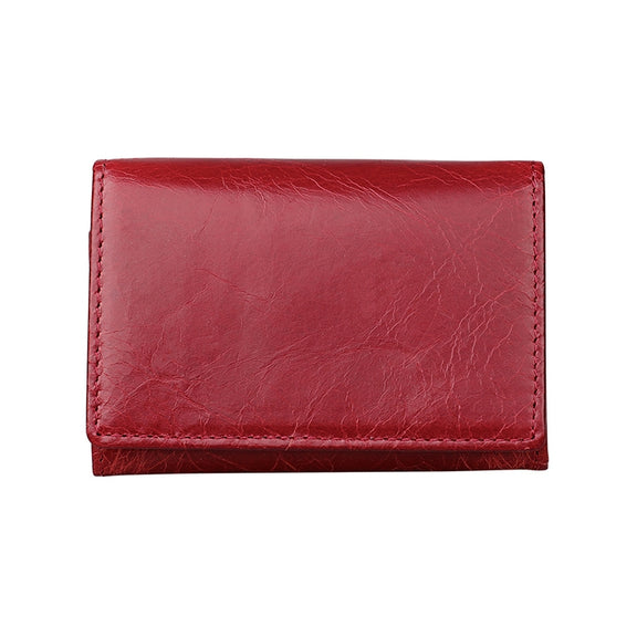 KB171 Antimagnetic RFID Crazy Horse Texture Leather Card Holder Wallet for Men and Women(Red)
