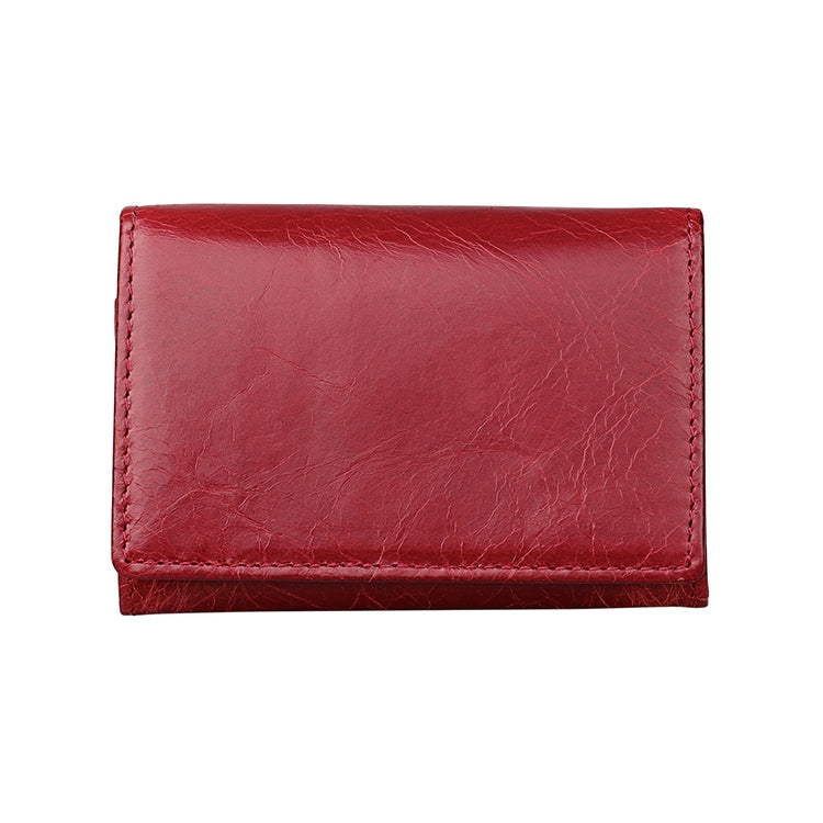 KB171 Antimagnetic RFID Crazy Horse Texture Leather Card Holder Wallet for Men and Women(Red)