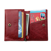 KB171 Antimagnetic RFID Crazy Horse Texture Leather Card Holder Wallet for Men and Women(Red)