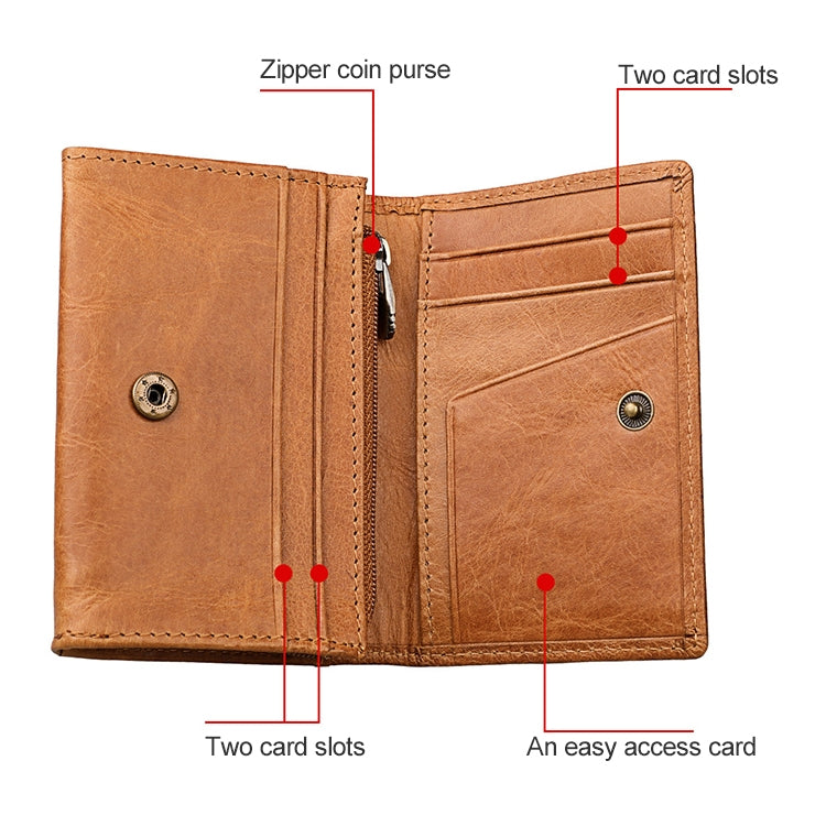 KB171 Antimagnetic RFID Crazy Horse Texture Leather Card Holder Wallet for Men and Women(Yellowish-brown) - free shipping - PMC Jewellery - Order now!