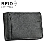 KB186 Antimagnetic RFID Mini Crazy Horse Texture Leather Billfold Card Wallet for Men and Women(Black)