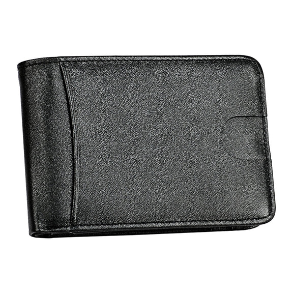 KB186 Antimagnetic RFID Mini Crazy Horse Texture Leather Billfold Card Wallet for Men and Women(Black)