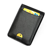 KB186 Antimagnetic RFID Mini Crazy Horse Texture Leather Billfold Card Wallet for Men and Women(Black)