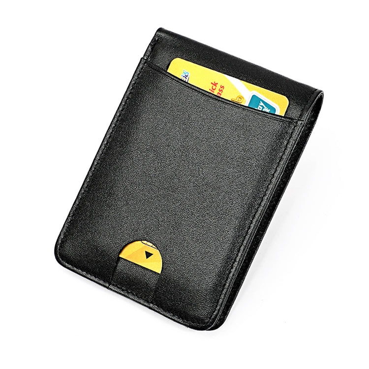 KB186 Antimagnetic RFID Mini Crazy Horse Texture Leather Billfold Card Wallet for Men and Women(Black)