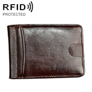 KB186 Antimagnetic RFID Mini Crazy Horse Texture Leather Billfold Card Wallet for Men and Women(Coffee)
