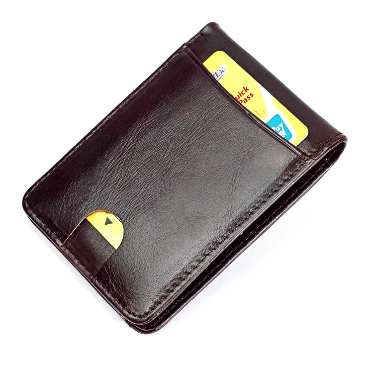 KB186 Antimagnetic RFID Mini Crazy Horse Texture Leather Billfold Card Wallet for Men and Women(Coffee)