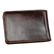 KB186 Antimagnetic RFID Mini Crazy Horse Texture Leather Billfold Card Wallet for Men and Women(Coffee)