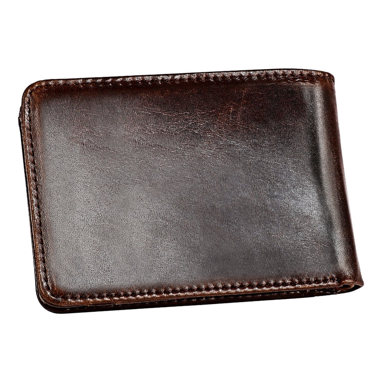 KB186 Antimagnetic RFID Mini Crazy Horse Texture Leather Billfold Card Wallet for Men and Women(Coffee)
