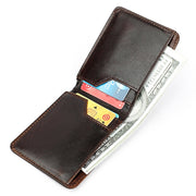 KB186 Antimagnetic RFID Mini Crazy Horse Texture Leather Billfold Card Wallet for Men and Women(Coffee)