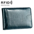 KB186 Antimagnetic RFID Mini Crazy Horse Texture Leather Billfold Card Wallet for Men and Women(Blue) - free shipping - PMC TechLife - Order now!