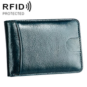 KB186 Antimagnetic RFID Mini Crazy Horse Texture Leather Billfold Card Wallet for Men and Women(Blue)