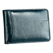 KB186 Antimagnetic RFID Mini Crazy Horse Texture Leather Billfold Card Wallet for Men and Women(Blue)