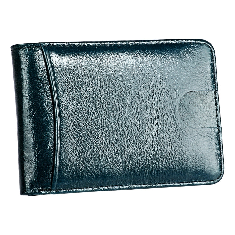 KB186 Antimagnetic RFID Mini Crazy Horse Texture Leather Billfold Card Wallet for Men and Women(Blue)