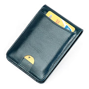 KB186 Antimagnetic RFID Mini Crazy Horse Texture Leather Billfold Card Wallet for Men and Women(Blue)