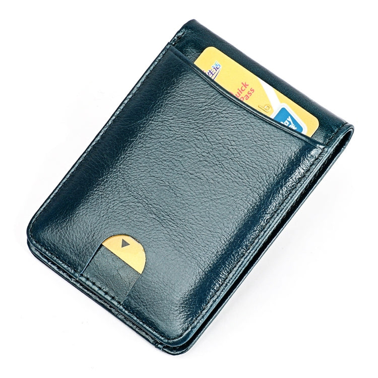 KB186 Antimagnetic RFID Mini Crazy Horse Texture Leather Billfold Card Wallet for Men and Women(Blue)