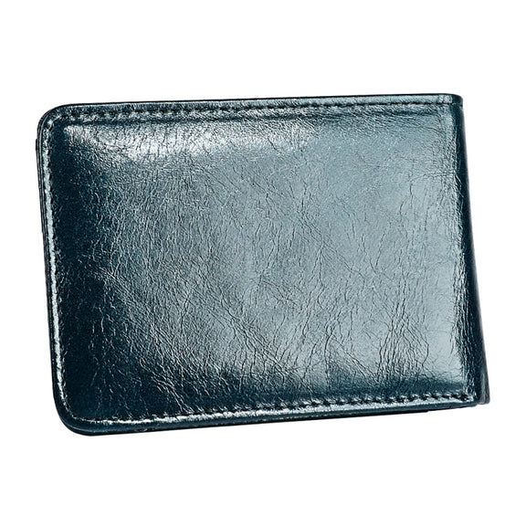 KB186 Antimagnetic RFID Mini Crazy Horse Texture Leather Billfold Card Wallet for Men and Women(Blue)