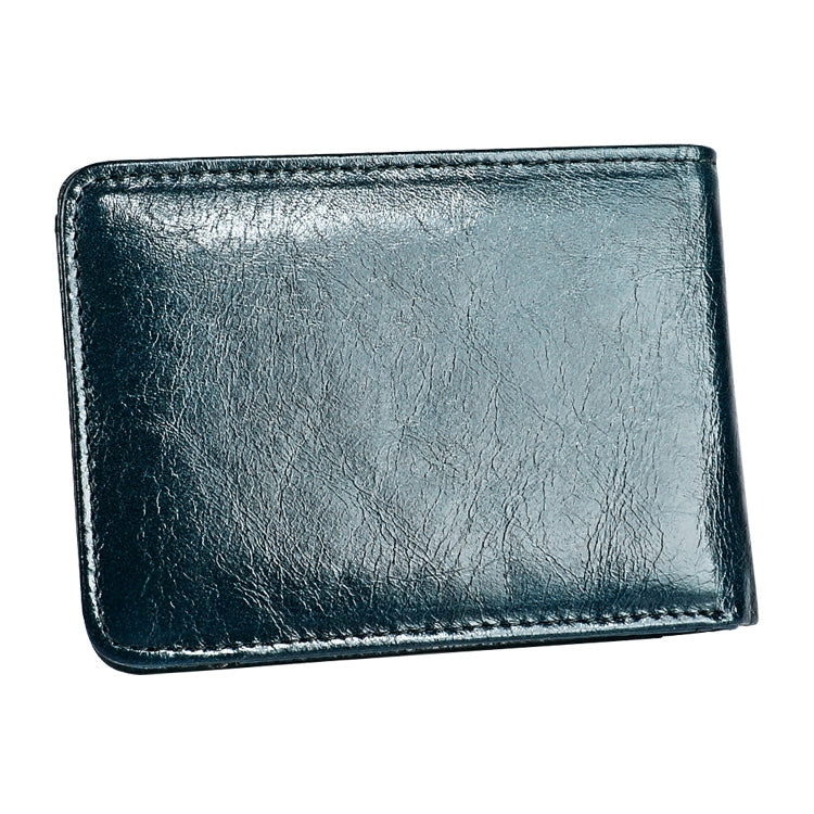 KB186 Antimagnetic RFID Mini Crazy Horse Texture Leather Billfold Card Wallet for Men and Women(Blue)