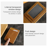 KB186 Antimagnetic RFID Mini Crazy Horse Texture Leather Billfold Card Wallet for Men and Women(Blue)