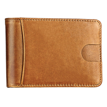 KB186 Antimagnetic RFID Mini Crazy Horse Texture Leather Billfold Card Wallet for Men and Women(Yellowish-brown) - free shipping - PMC Jewellery - Order now!
