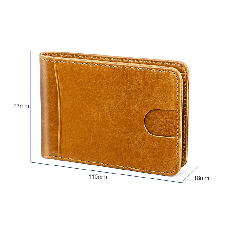 KB186 Antimagnetic RFID Mini Crazy Horse Texture Leather Billfold Card Wallet for Men and Women(Yellowish-brown) - free shipping - PMC Jewellery - Order now!