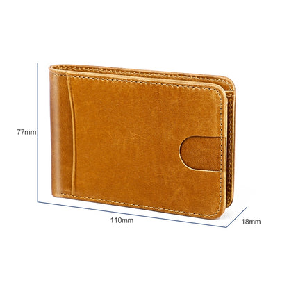 KB186 Antimagnetic RFID Mini Crazy Horse Texture Leather Billfold Card Wallet for Men and Women(Yellowish-brown) - free shipping - PMC Jewellery - Order now!