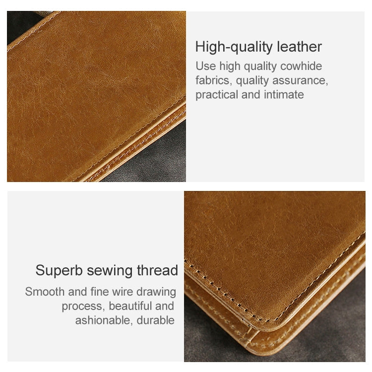 KB186 Antimagnetic RFID Mini Crazy Horse Texture Leather Billfold Card Wallet for Men and Women(Yellowish-brown) - free shipping - PMC Jewellery - Order now!
