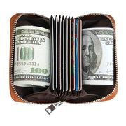 KB205 Antimagnetic RFID Litchi Texture Leather Zipper Large-capacity Card Holder Wallet(Brown)