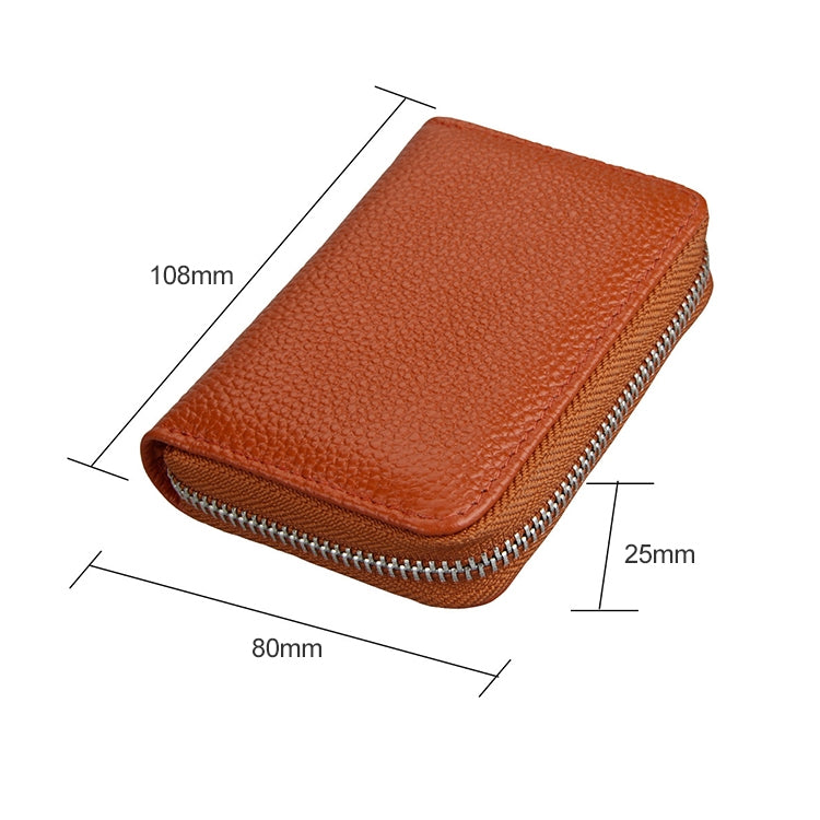 KB205 Antimagnetic RFID Litchi Texture Leather Zipper Large-capacity Card Holder Wallet(Brown) - Antimagnetic RFID Package by PMC TechLife | Online Shopping South Africa | PMC TechLife | Buy Now Pay Later Mobicred