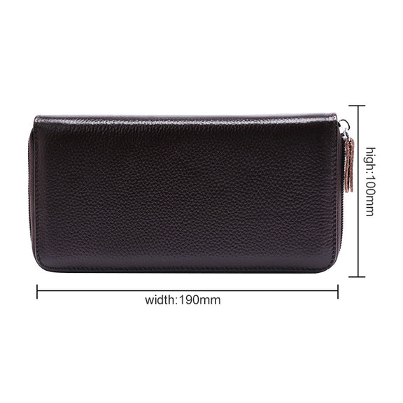 902 Antimagnetic RFID Litchi Texture Women Large Capacity Hand Wallet Purse Phone Bag with Card Slots(Coffee)