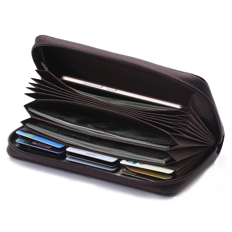 902 Antimagnetic RFID Litchi Texture Women Large Capacity Hand Wallet Purse Phone Bag with Card Slots(Coffee)