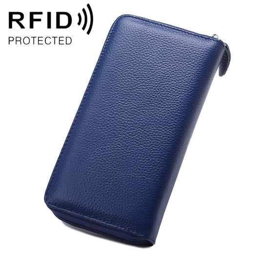 902 Antimagnetic RFID Litchi Texture Women Large Capacity Hand Wallet Purse Phone Bag with Card Slots(Blue) - Antimagnetic RFID Package by PMC Jewellery | Online Shopping South Africa | PMC Jewellery | Buy Now Pay Later Mobicred