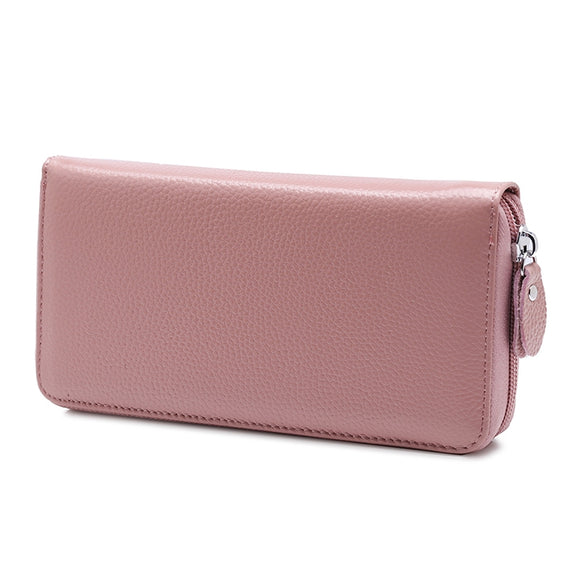 902 Antimagnetic RFID Litchi Texture Women Large Capacity Hand Wallet Purse Phone Bag with Card Slots(Light Pink)